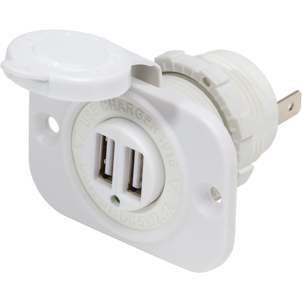 Blue Sea 12V DC Dual USB Charger Socket - White OutdoorUp