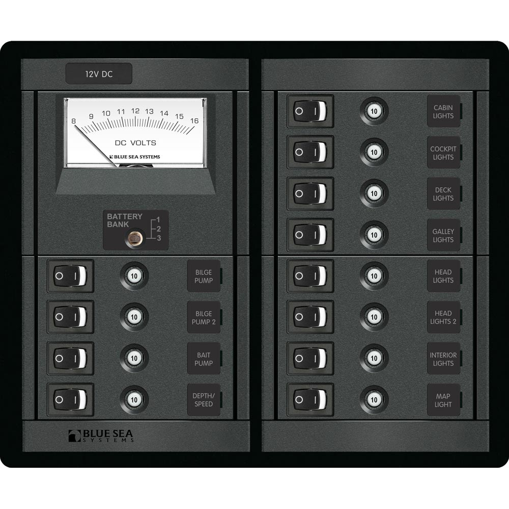 Blue Sea 1464 12 Position Switch CLB + Meter Square OutdoorUp