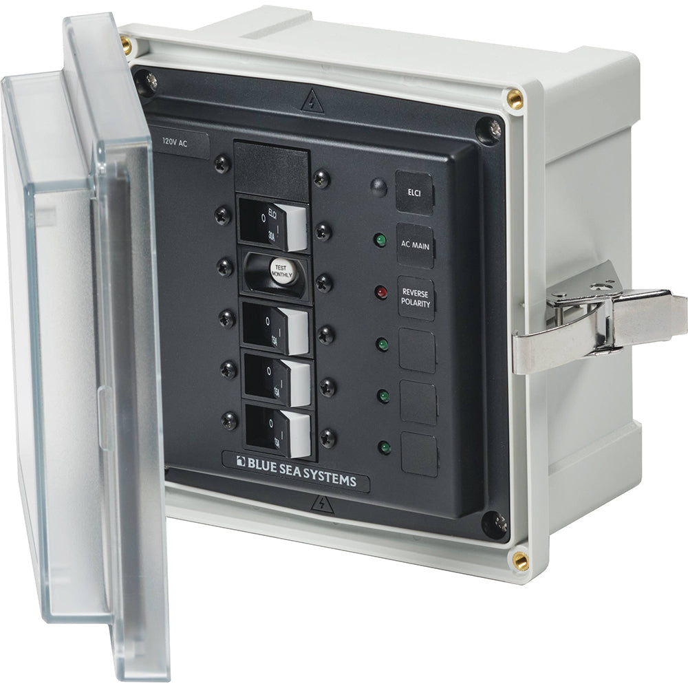 Blue Sea 3128 - SMS Panel Enclosure w/ELCI (30A)  3 Branch (15A) - 120V AC OutdoorUp