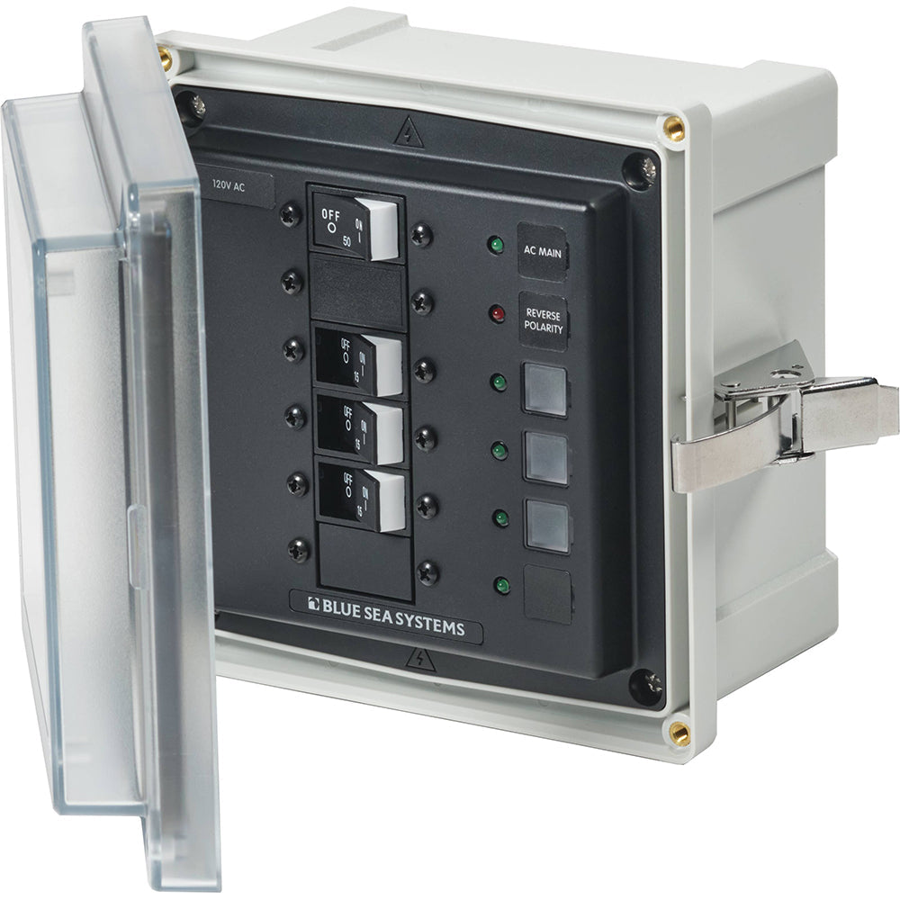 Blue Sea 3130 - SMS Panel Enclosure w/Main  3 Branch (15A) - 120V AC OutdoorUp