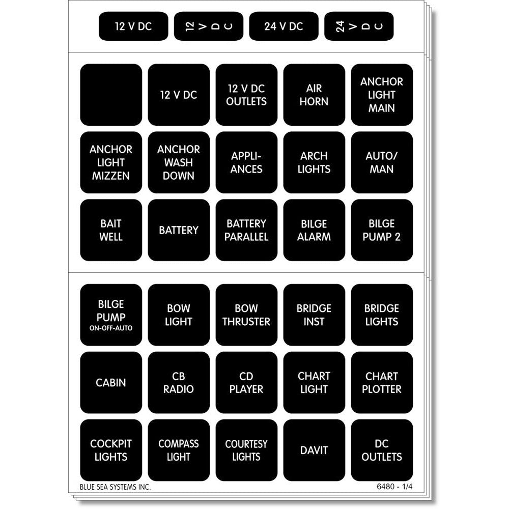 Blue Sea 4218 Square Format Label Set for Battery Management Panels - 30 OutdoorUp