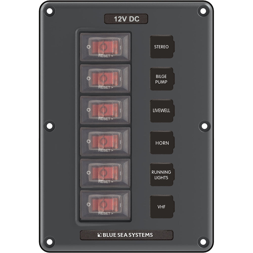 Blue Sea 4322 Circuit Breaker Switch Panel 6 Position - Gray OutdoorUp