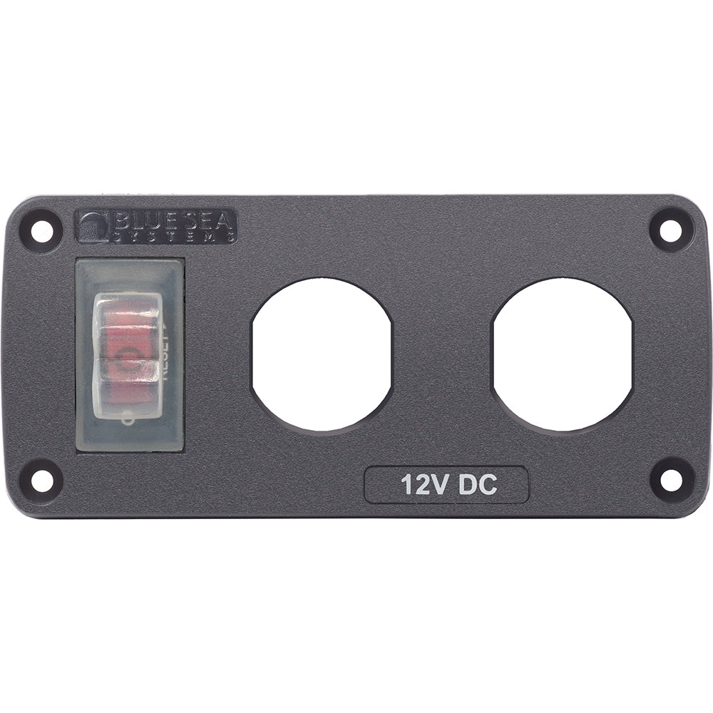 Blue Sea 4364 Water Resistant USB Accessory Panel - 15A Circuit Breaker, 2x Blank Apertures OutdoorUp