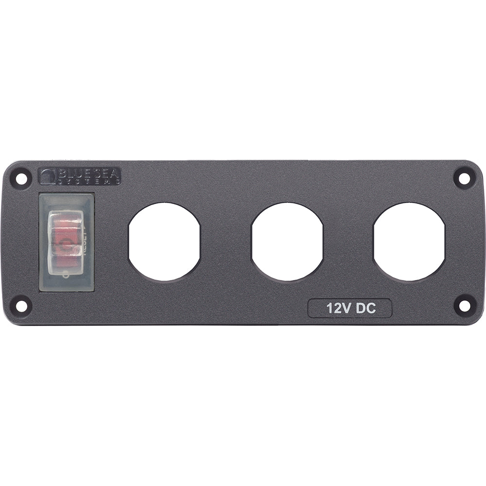 Blue Sea 4367 Water Resistant USB Accessory Panel - 15A Circuit Breaker, 3x Blank Apertures OutdoorUp