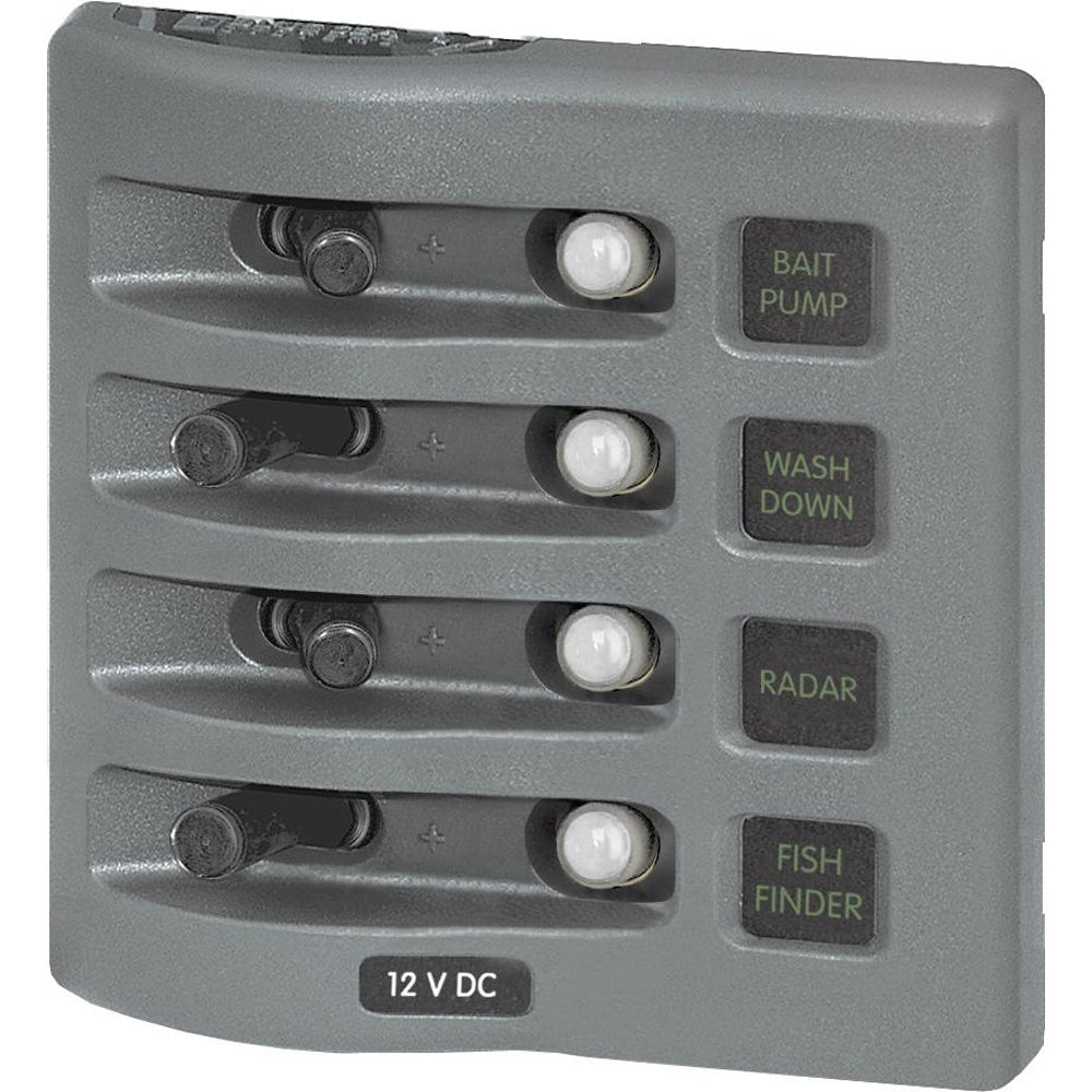 Blue Sea 4374 WeatherDeck Water Resistant Circuit Breaker Panel - 4 Position - Grey OutdoorUp