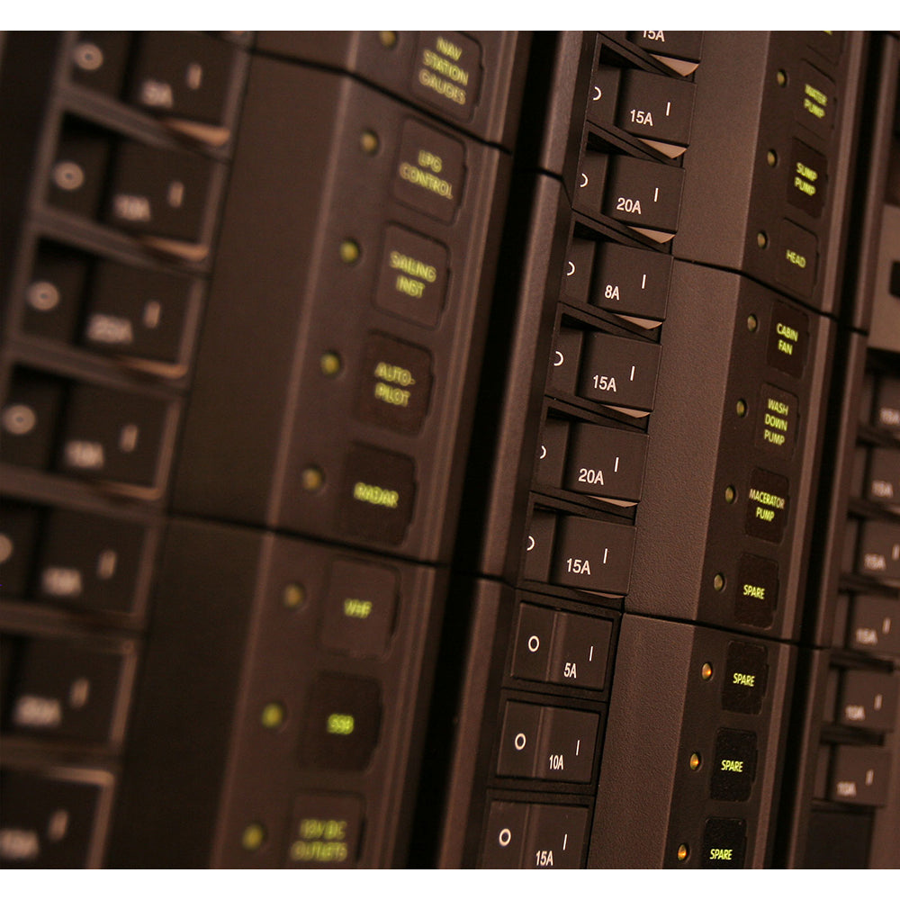 Blue Sea 7403 Single Pole Small Case 2" Flat Rocker Circuit Breaker  -  15 Amp OutdoorUp