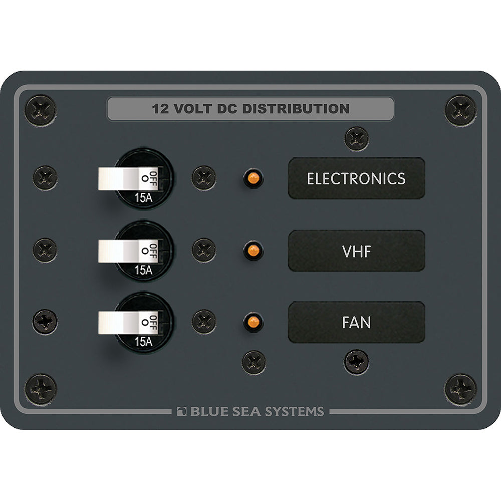 Blue Sea 8025 DC 3 Position Breaker Panel - White Switches OutdoorUp