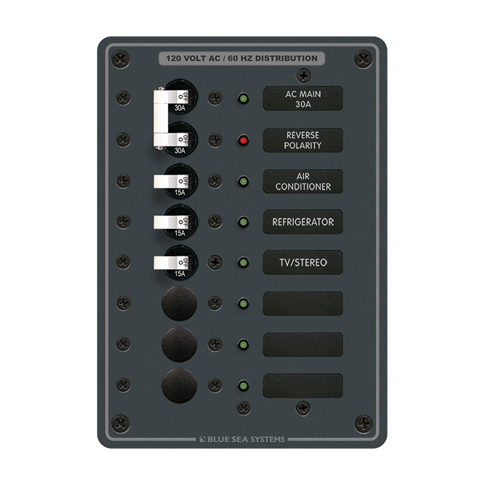 Blue Sea 8027 AC Main +6 Position Breaker Panel - White Switches OutdoorUp