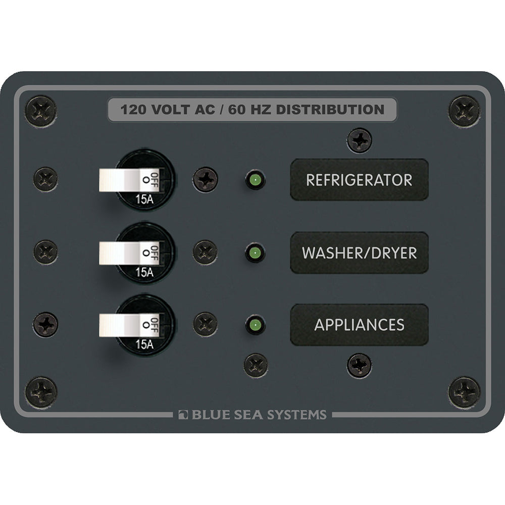 Blue Sea 8058 AC 3 Position Toggle Circuit Breaker Panel - White Switches OutdoorUp