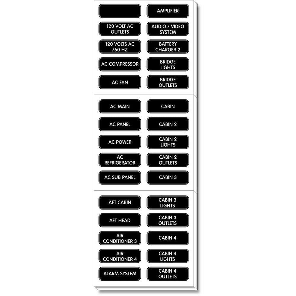 Blue Sea 8067 AC Panel Extended 120 Label Set OutdoorUp