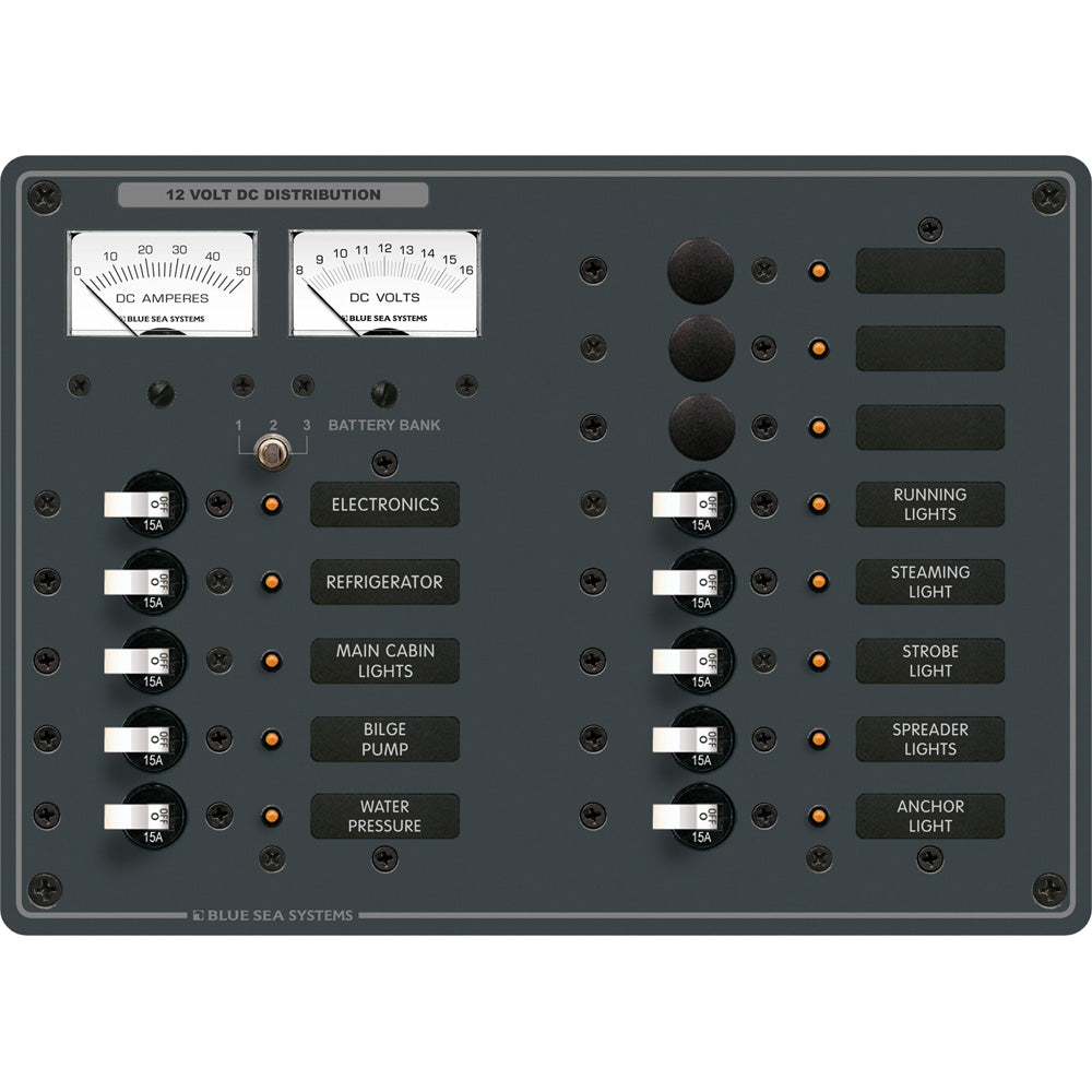 Blue Sea 8068 DC 13 Position Toggle Branch Circuit Breaker Panel - White Switches OutdoorUp