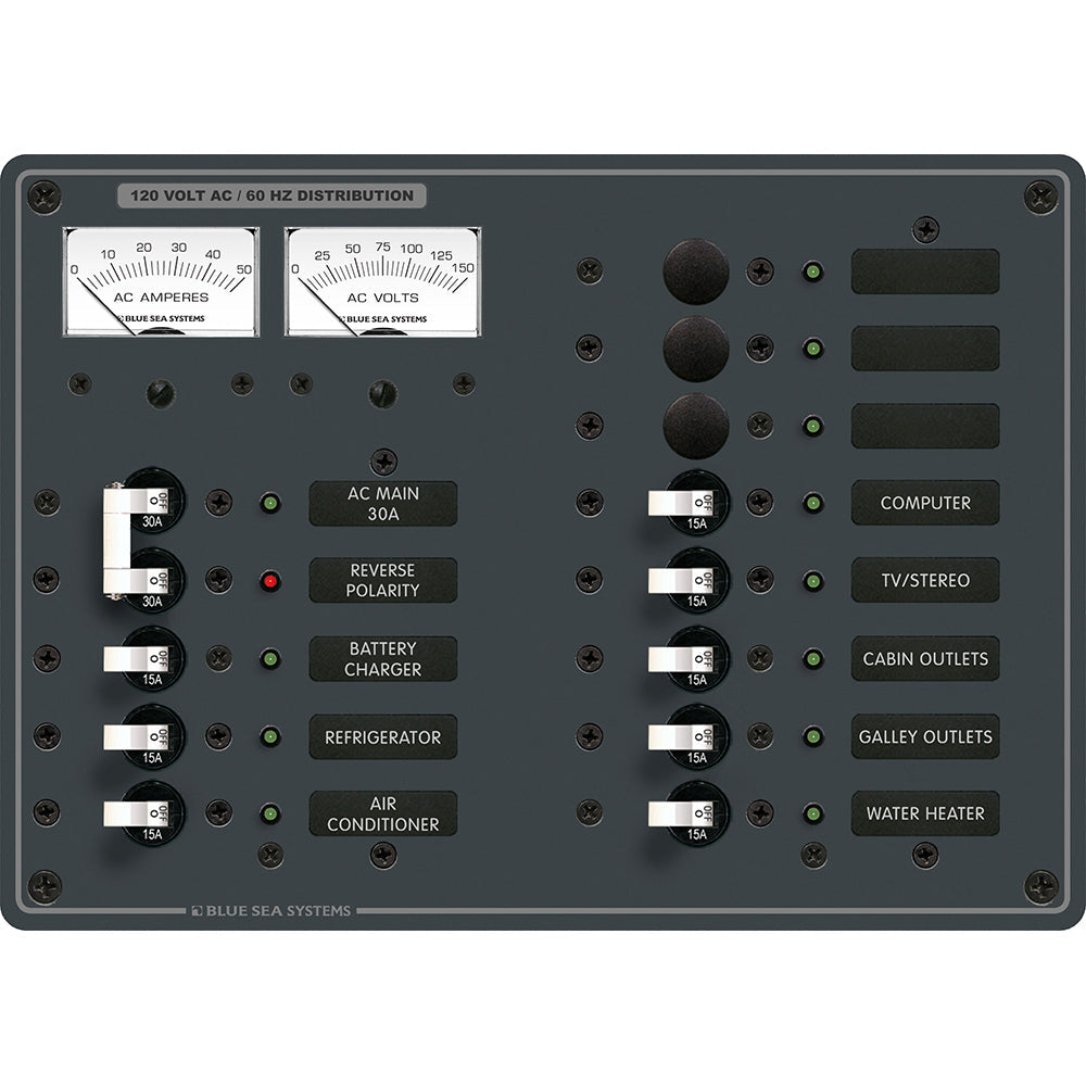 Blue Sea 8076 AC Main +11 Positions Toggle Circuit Breaker Panel - White Switches OutdoorUp