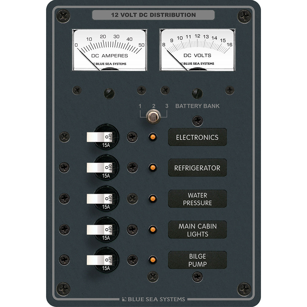 Blue Sea 8081 DC 5 Position Toggle Branch Circuit Breaker Panel - White Switches OutdoorUp