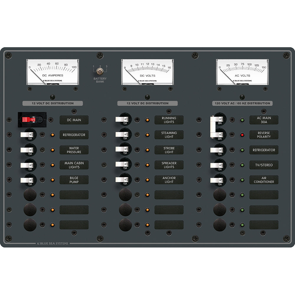 Blue Sea 8084 AC Main +6 Positions/DC Main +15 Positions Toggle Circuit Breaker Panel - White Switches OutdoorUp