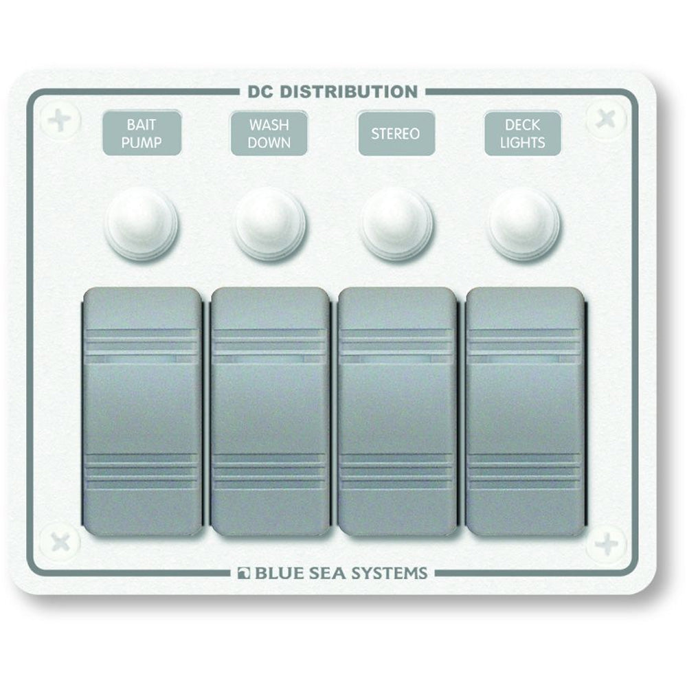 Blue Sea 8272 Water Resistant Panel - 4 Position - White - Horizontal Mount OutdoorUp