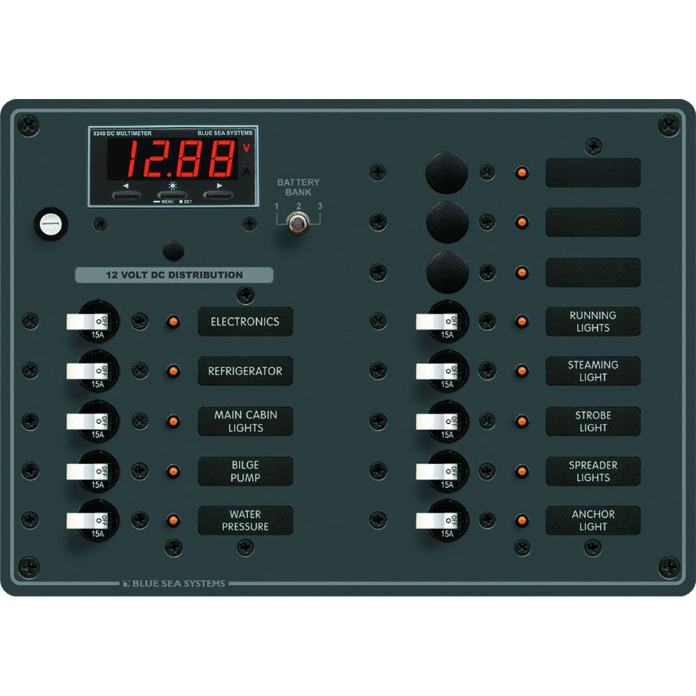 Blue Sea 8403 DC Panel 13 Position w/ Multimeter OutdoorUp