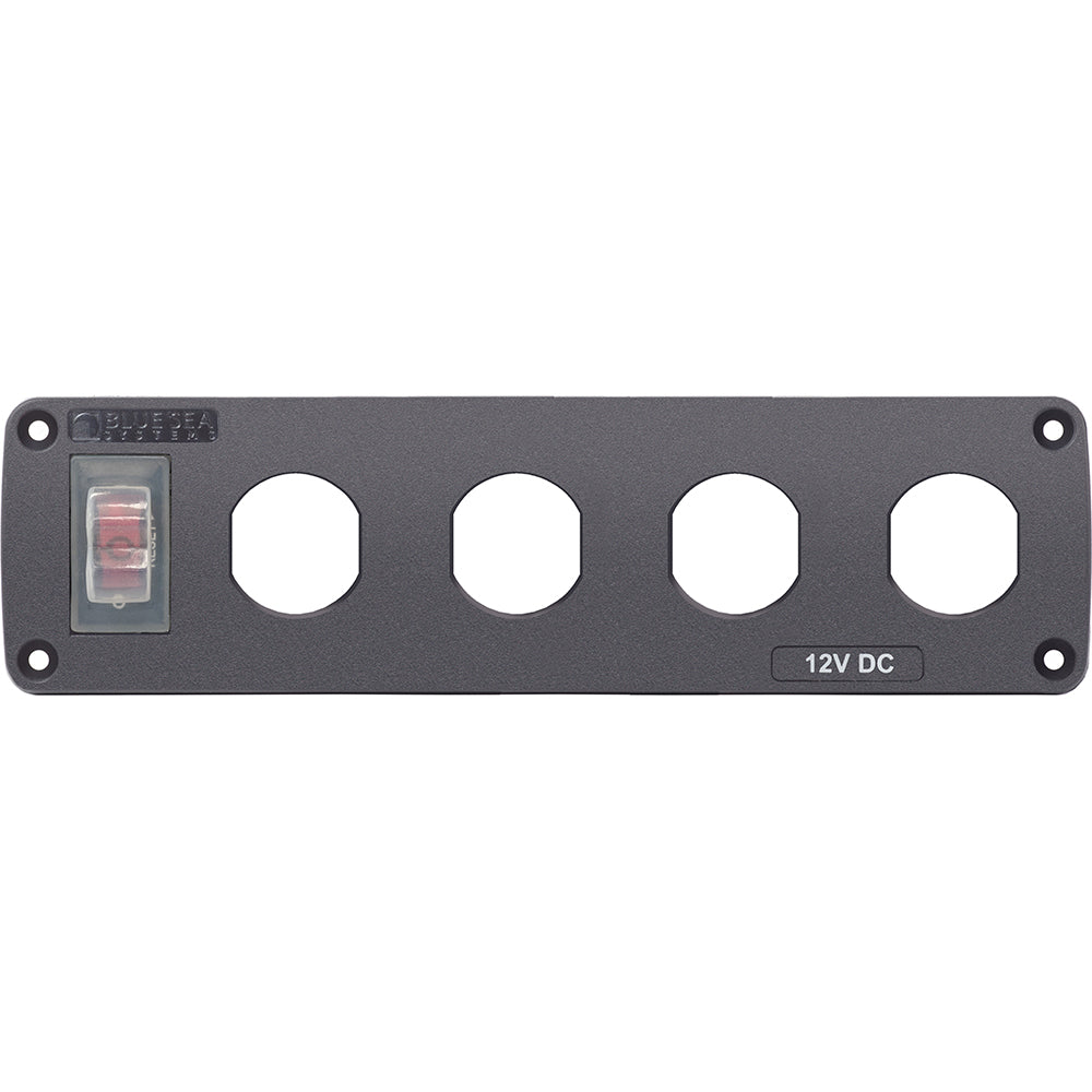 Blue Sea Water Resistant USB Accessory Panel - 15A Circuit Breaker, 4x Blank Apertures OutdoorUp