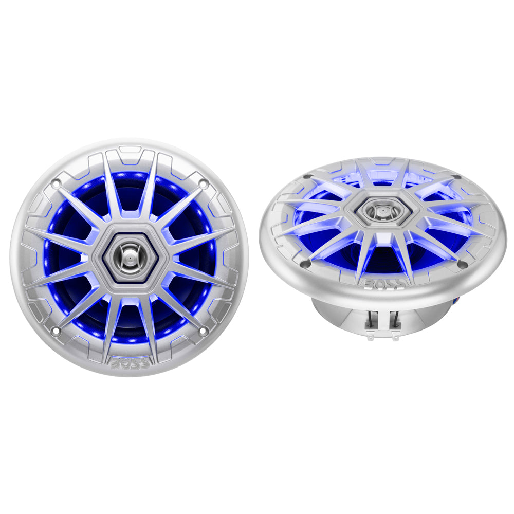 Boss Audio 6.5" MRGB65S Speakers w/RGB Lighting - Silver - 200W OutdoorUp