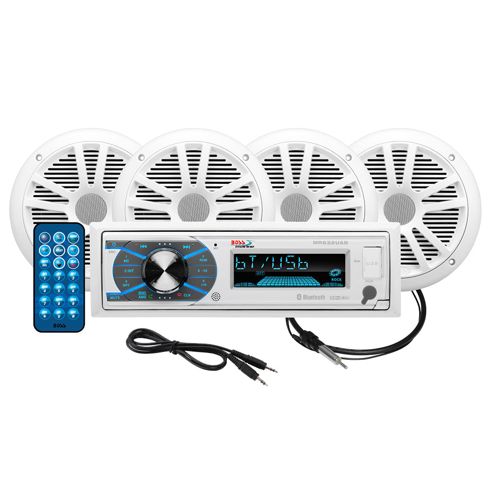 Boss Audio MCK632WB.64 Marine Stereo  2 Pairs of 6.5" Speaker Kit - White OutdoorUp