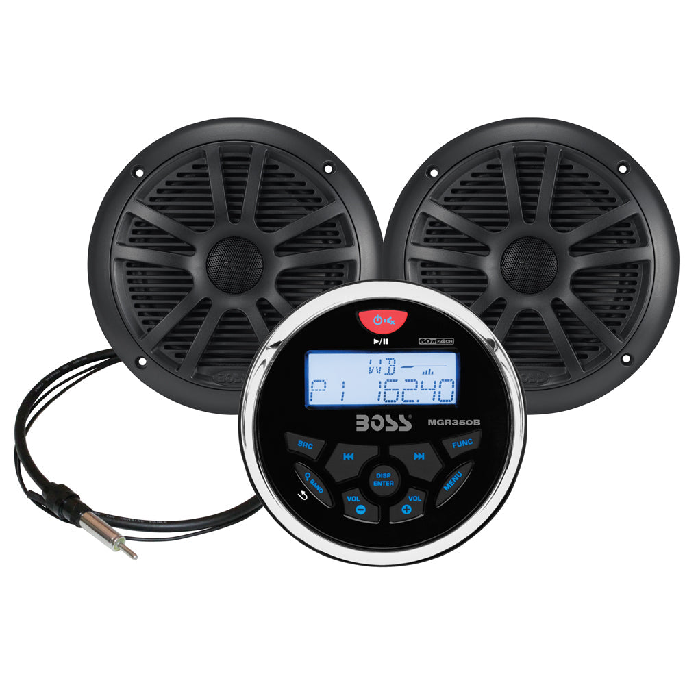 Boss Audio MCKGB350W.6 Marine Stereo  6.5" Speaker Kit - Black OutdoorUp