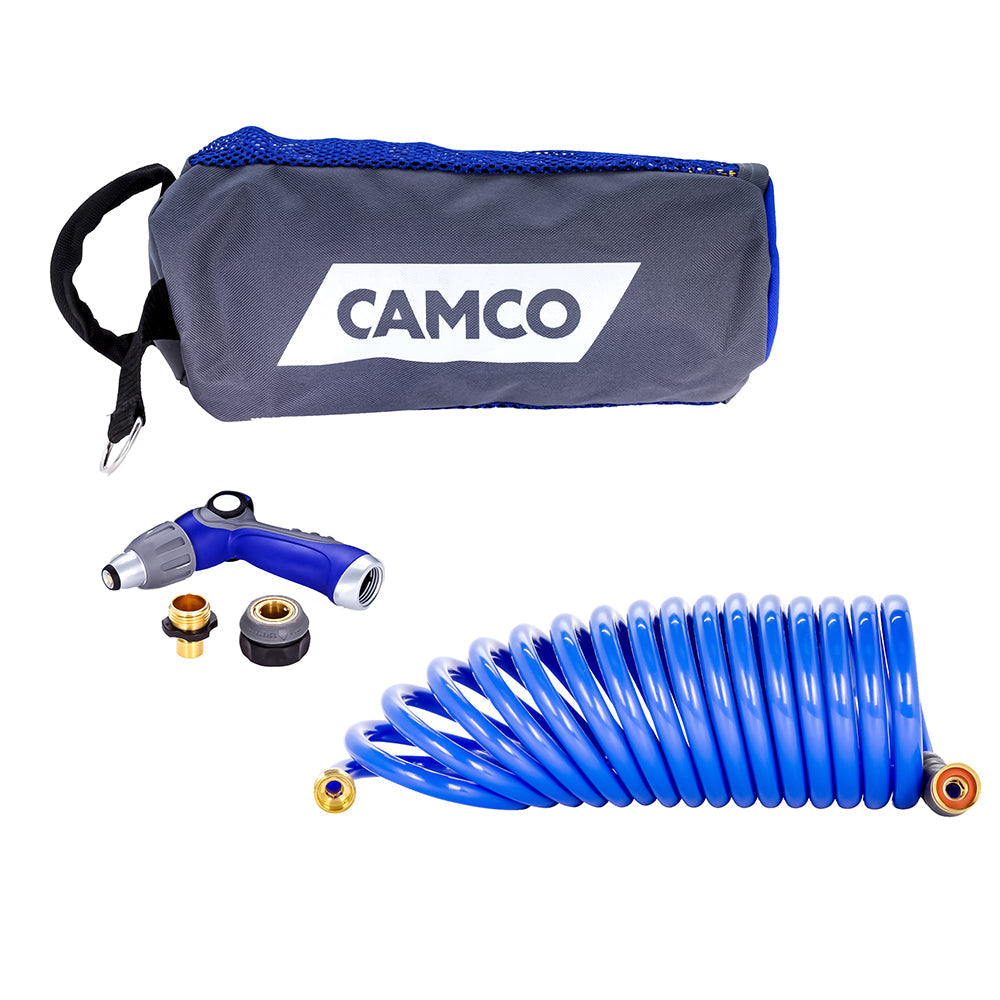 Camco 20 Coiled Hose  Spray Nozzle Kit OutdoorUp