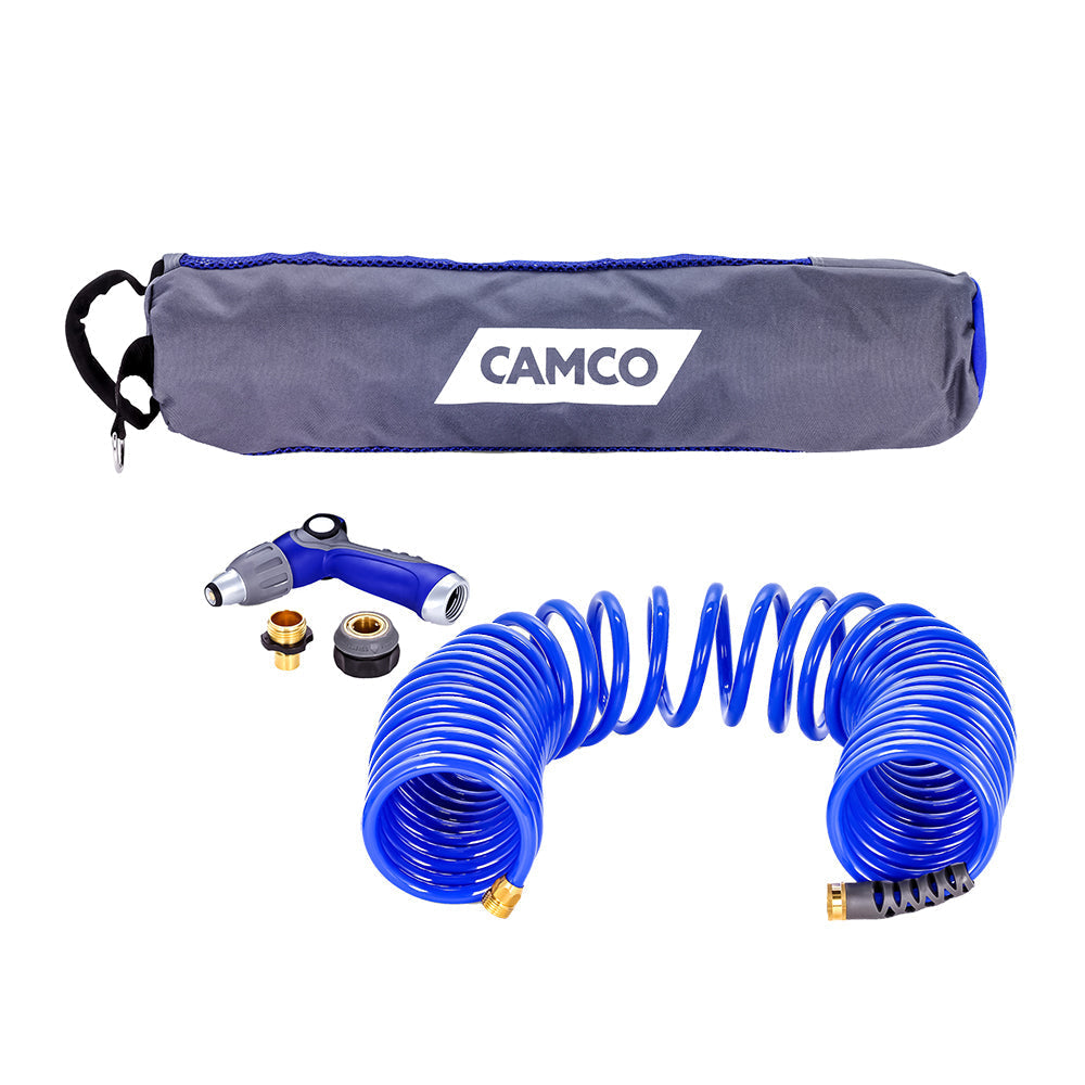 Camco 40 Coiled Hose  Spray Nozzle Kit OutdoorUp