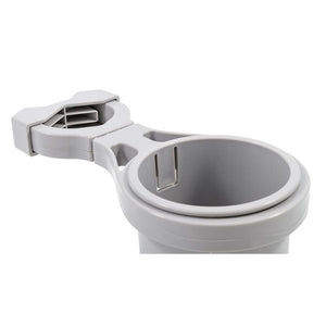 Camco Clamp-On Rail Mounted Cup Holder - Large for Up to 2" Rail - Grey OutdoorUp