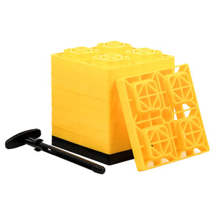 Camco FasTen Leveling Blocks w/T-Handle - 2x2 - Yellow *10-Pack OutdoorUp