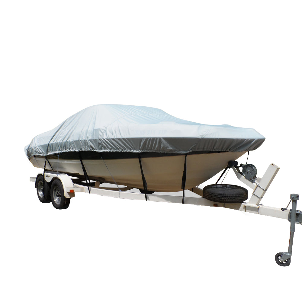 Carver Flex-Fit PRO Polyester Size 12 Boat Cover f/V-Hull Center Console Fishing Boats - Grey OutdoorUp