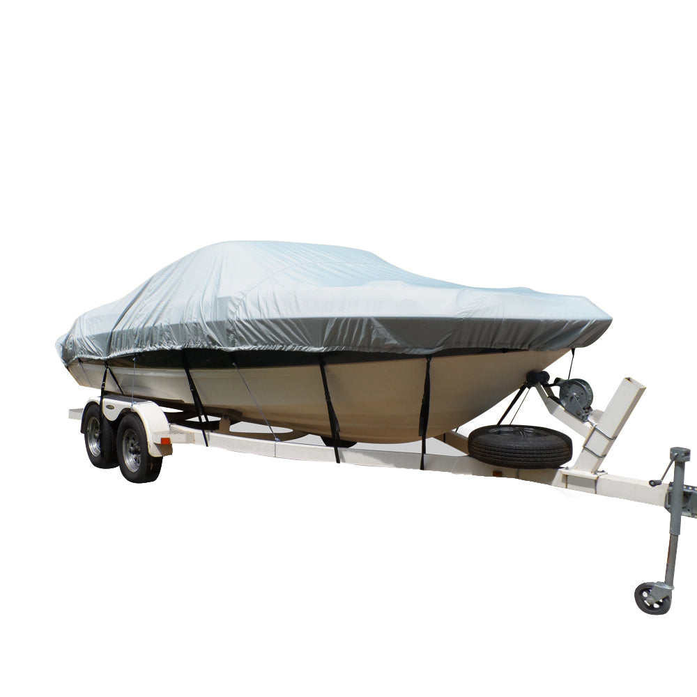 Carver Flex-Fit PRO Polyester Size 2 Boat Cover f/V-Hull Runabout or Tri-Hull Boats I/O or O/B - Grey OutdoorUp