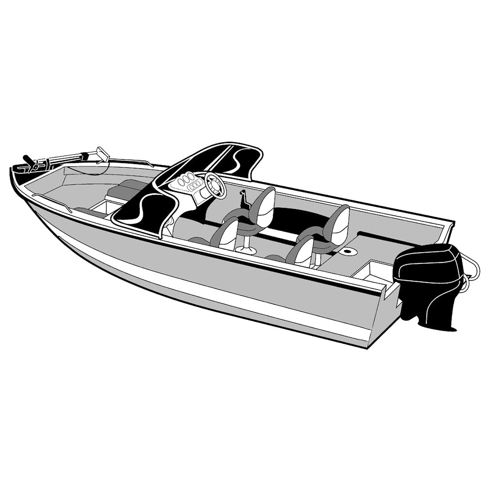 Carver Performance Poly-Guard Wide Series Styled-to-Fit Boat Cover f/16.5 Aluminum V-Hull Boats w/Walk-Thru Windshield - Grey OutdoorUp