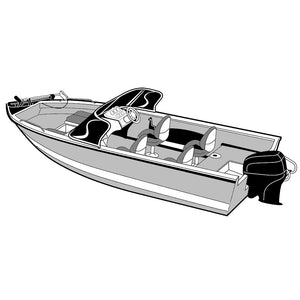 Carver Performance Poly-Guard Wide Series Styled-to-Fit Boat Cover f/16.5 Aluminum V-Hull Boats w/Walk-Thru Windshield - Grey OutdoorUp