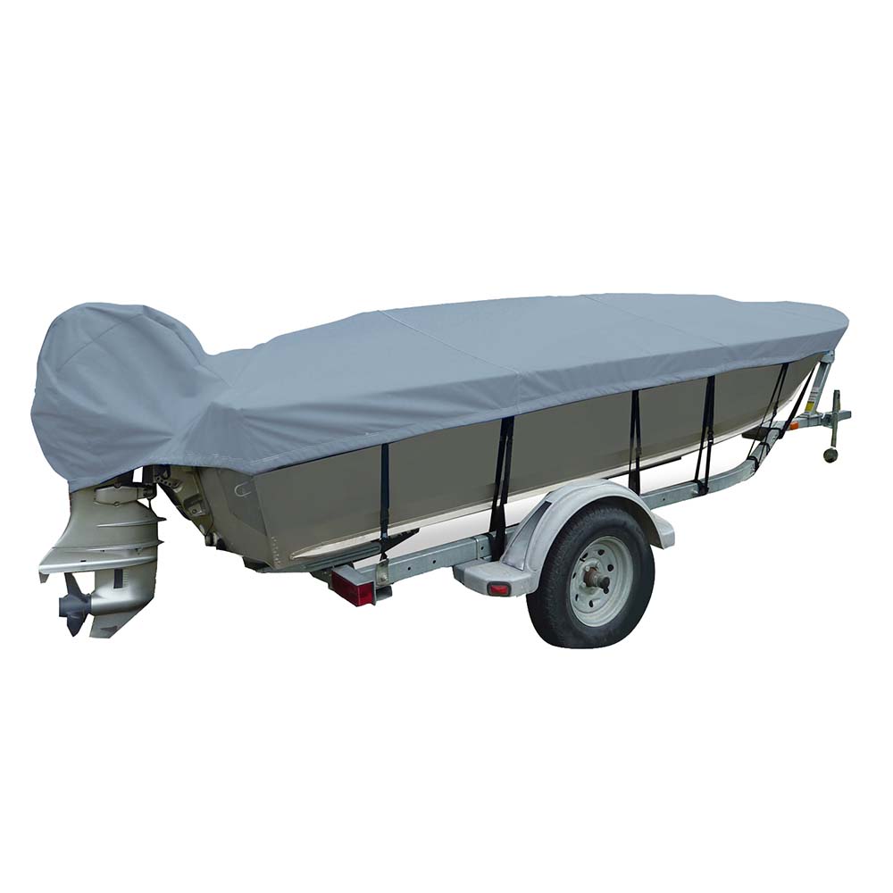 Carver Poly-Flex II Narrow Series Styled-to-Fit Boat Cover f/14.5 V-Hull Fishing Boats - Grey OutdoorUp