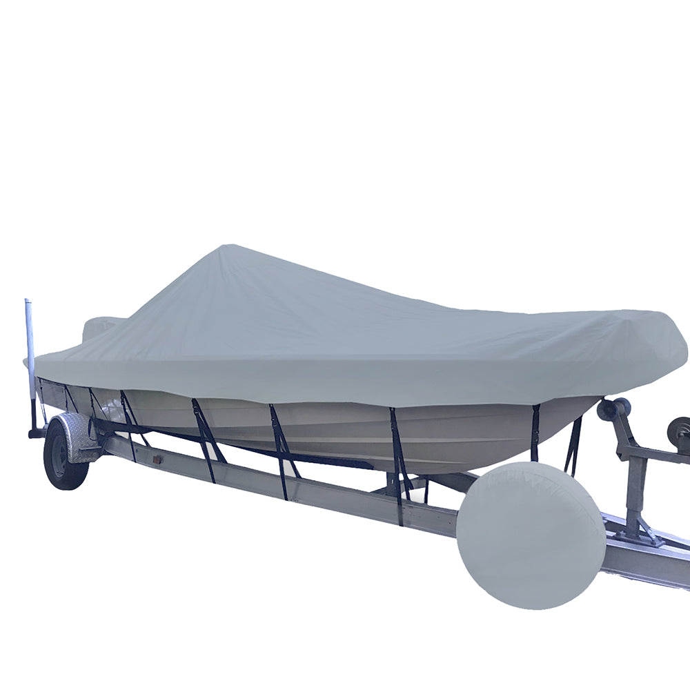 Carver Sun-DURA Narrow Series Styled-to-Fit Boat Cover f/23.5 V-Hull Center Console Shallow Draft Boats - Grey OutdoorUp