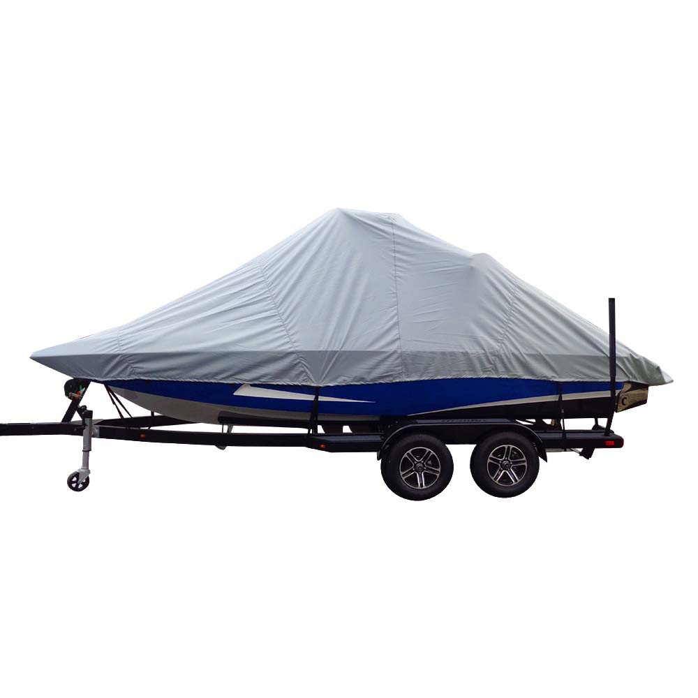 Carver Sun-DURA Specialty Boat Cover f/23.5 Inboard Tournament Ski Boats w/Wide Bow  Swim Platform - Grey OutdoorUp