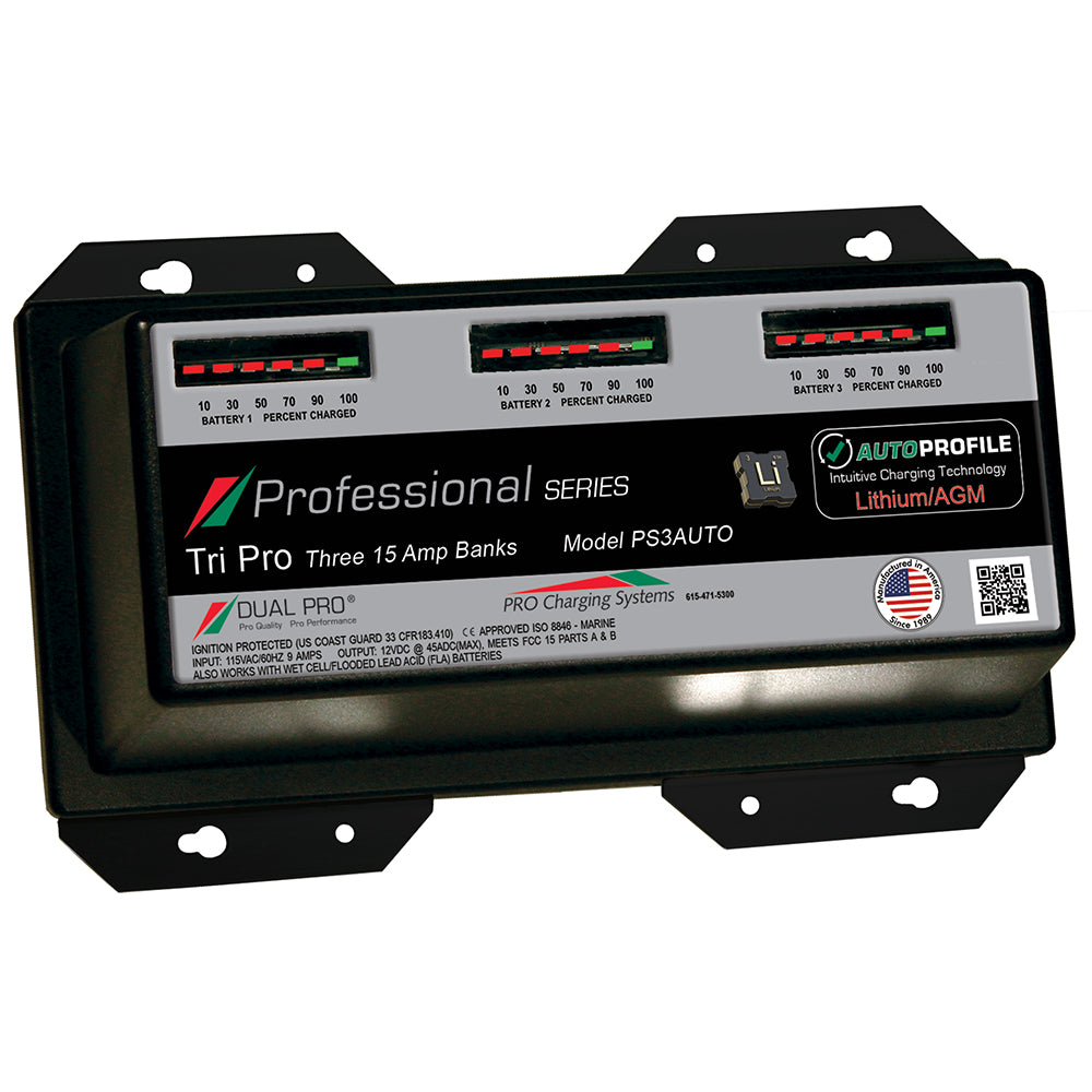 Dual Pro PS3 Auto 15A - 3-Bank Lithium/AGM Battery Charger OutdoorUp