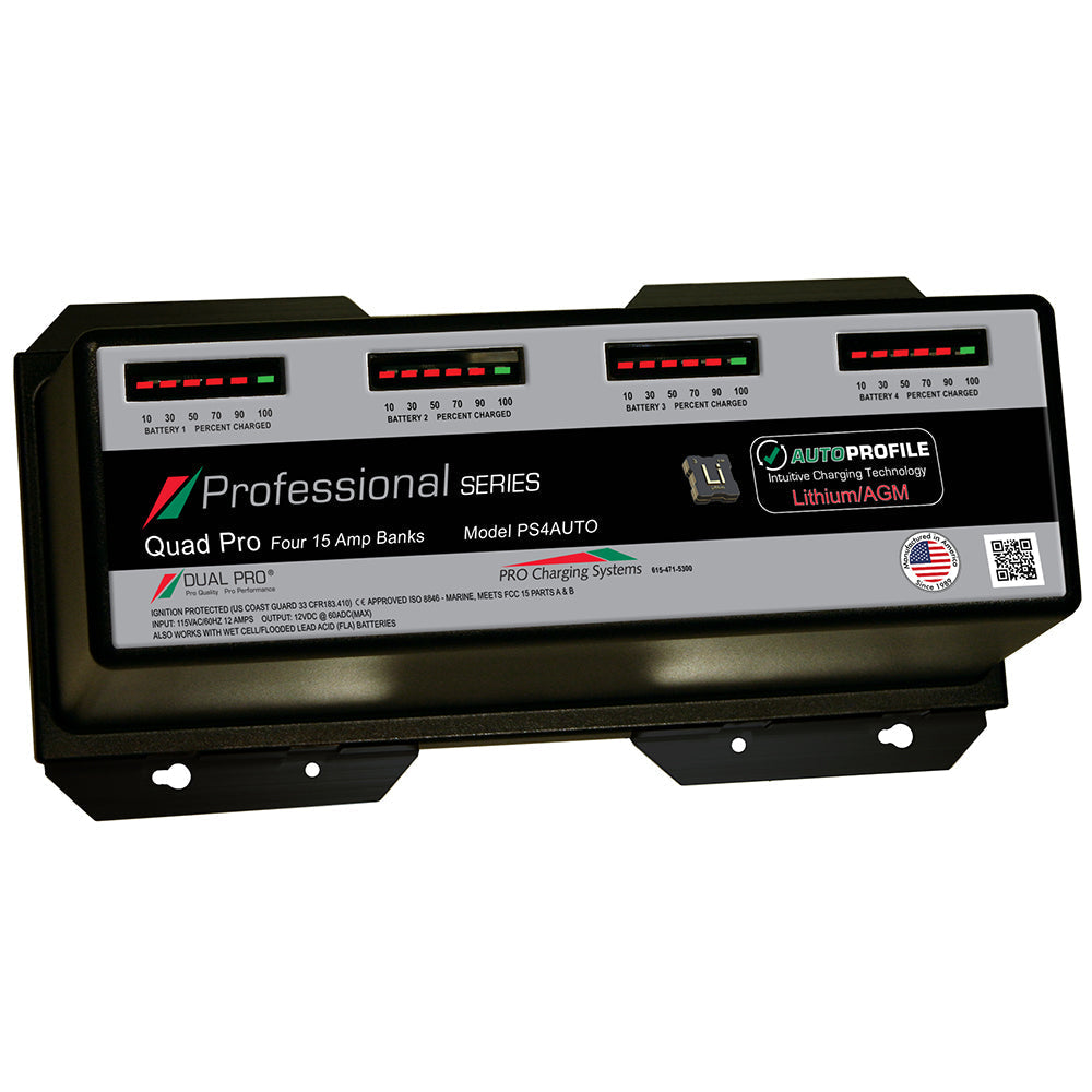 Dual Pro PS4 Auto 15A - 4-Bank Lithium/AGM Battery Charger OutdoorUp