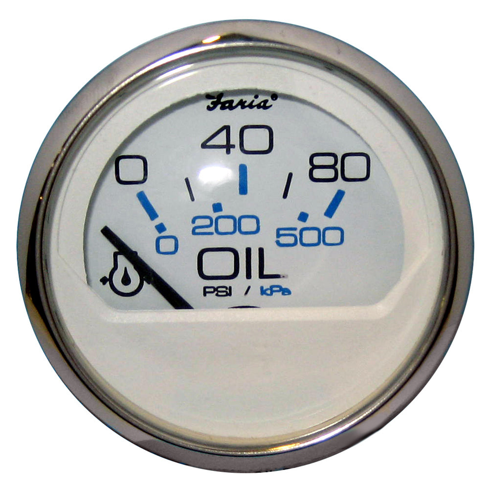 Faria Chesapeake White SS 2" Oil Pressure Gauge (80 PSI) OutdoorUp