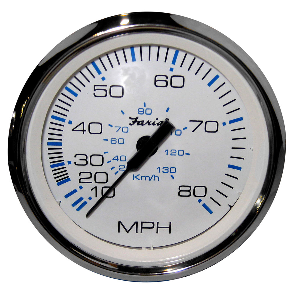 Faria Chesapeake White SS 4" Speedometer - 80MPH (Pitot) OutdoorUp