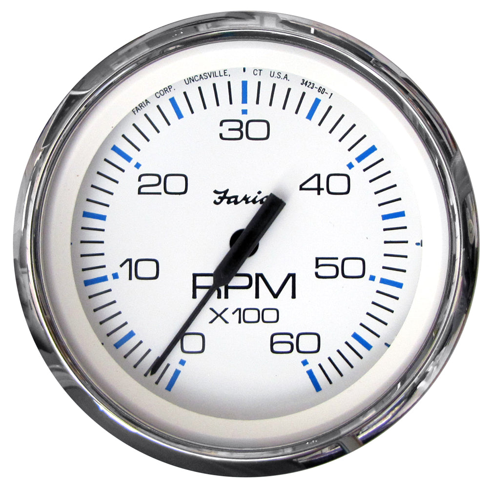 Faria Chesapeake White SS 4" Tachometer - 6000 RPM (Gas) (Inboard  I/O) OutdoorUp