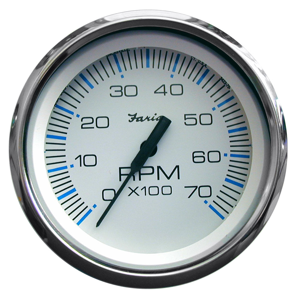 Faria Chesapeake White SS 4" Tachometer - 7000 RPM (Gas) (All Outboards) OutdoorUp