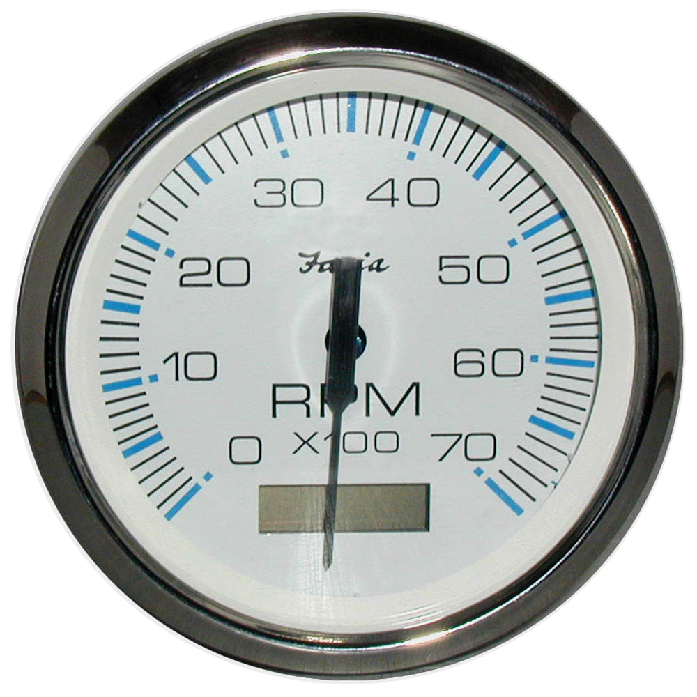 Faria Chesapeake White SS 4" Tachometer w/Hourmeter - 7000 RPM (Gas) (Outboard) OutdoorUp