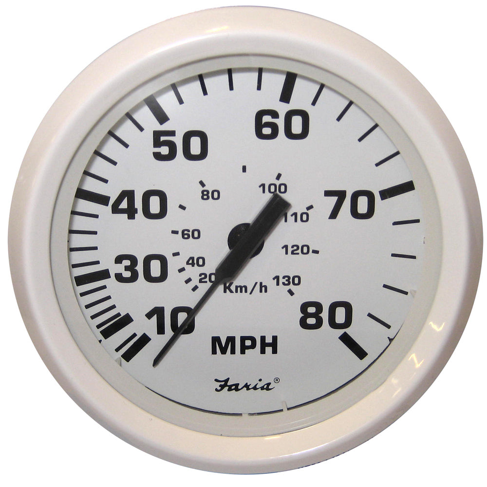 Faria Dress White 4" Speedometer - 80MPH (Pitot) OutdoorUp