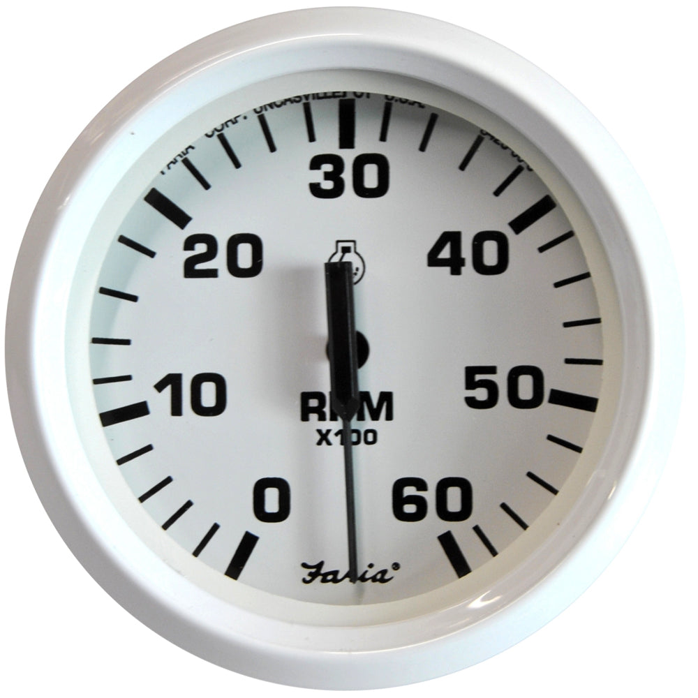 Faria Dress White 4" Tachometer - 6000 RPM (Gas) (Inboard  I/O) OutdoorUp