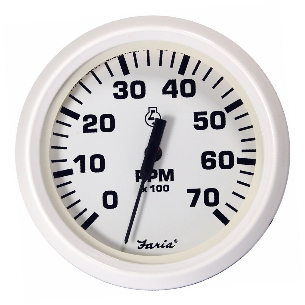 Faria Dress White 4" Tachometer - 7000 RPM (Gas) (All Outboards) OutdoorUp