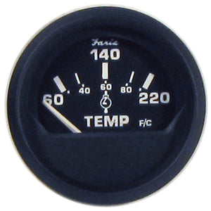 Faria Euro Black 2" Cylinder Head Temperature Gauge (60 to 220 F) with Sender OutdoorUp