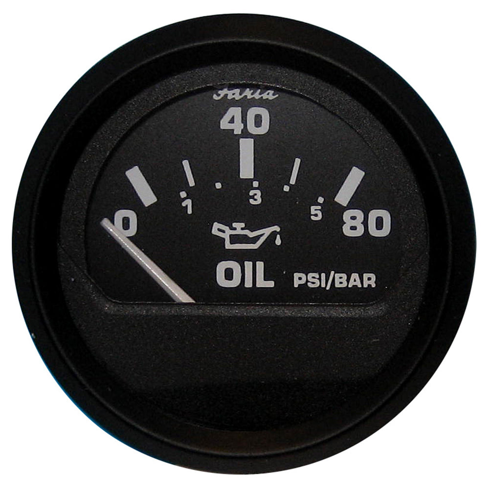 Faria Euro Black 2" Oil Pressure Gauge (80 PSI) OutdoorUp