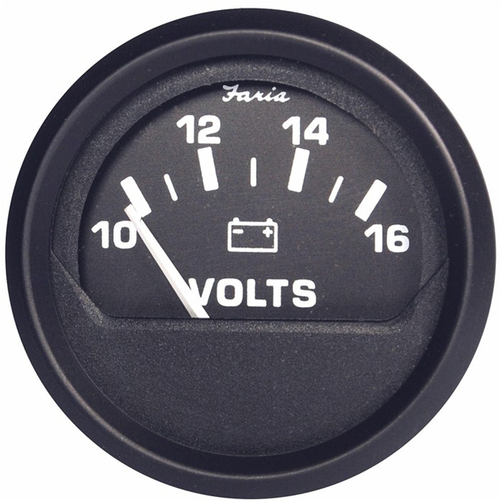 Faria Euro Black 2" Voltmeter (10-16 V) OutdoorUp