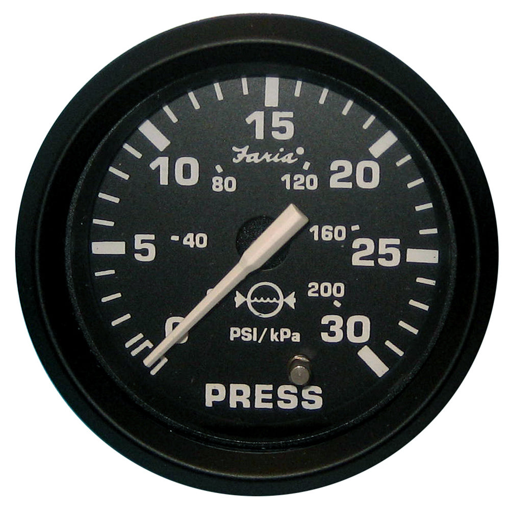 Faria Euro Black 2" Water Pressure Gauge (30 PSI) OutdoorUp