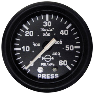 Faria Euro Black 2" Water Pressure Gauge (60 PSI) OutdoorUp